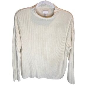 Old Navy Womens White Ribbed Mock Neck Long Sleeve Sweater Top Size M